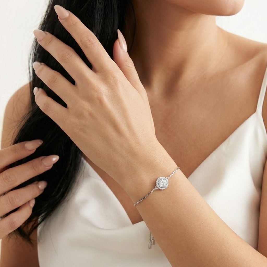 The Aura Round Halo Adjustable Slider Bracelet - Image 5