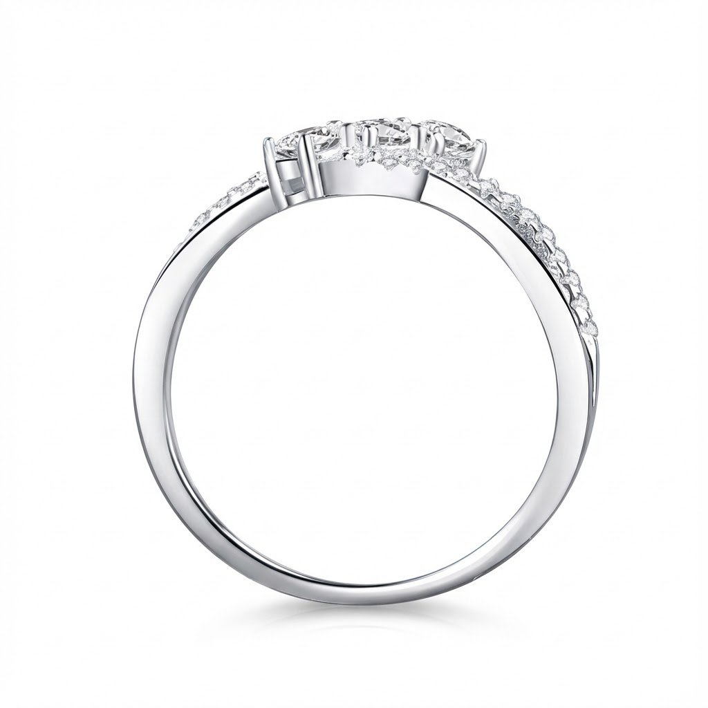 Dainty Three-Stone Bypass Ring - Image 3