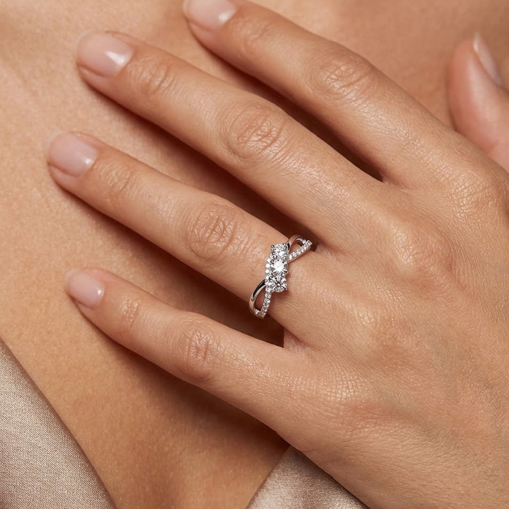 Dainty Three-Stone Bypass Ring - Image 4