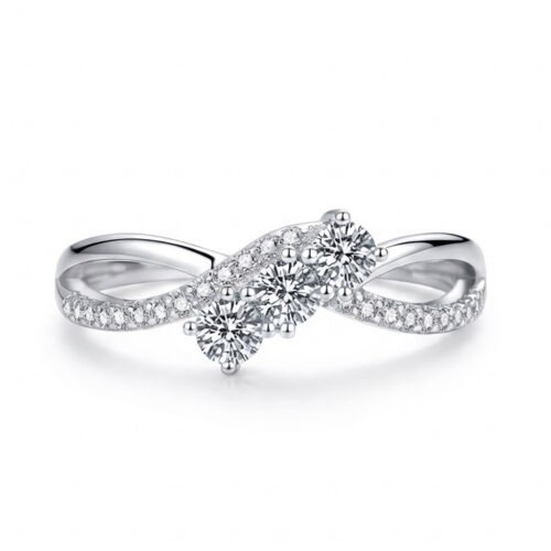Dainty Three-Stone Bypass Ring