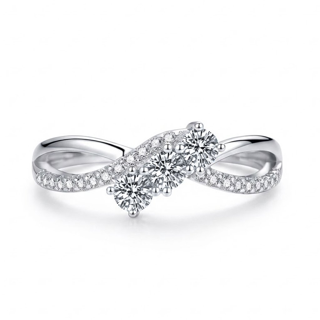 Dainty Three-Stone Bypass Ring
