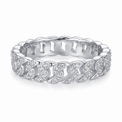 Urban Stardust Round Cut Micro-Pavé Cuban Wedding Band