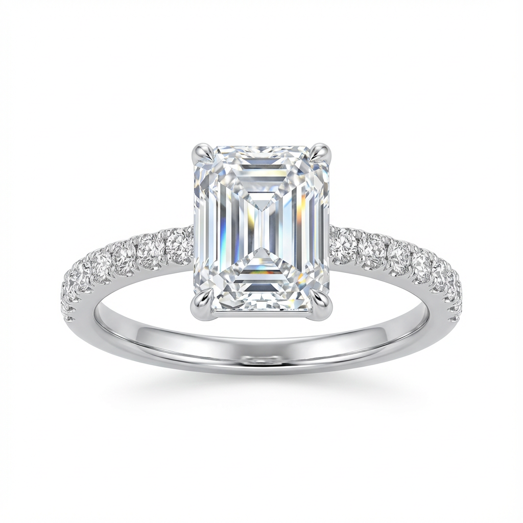 The Sophisticate Emerald Cut Pave Engagement Ring
