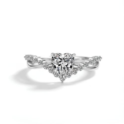 The Soulmate Heart Cut Twisted Pave Ring
