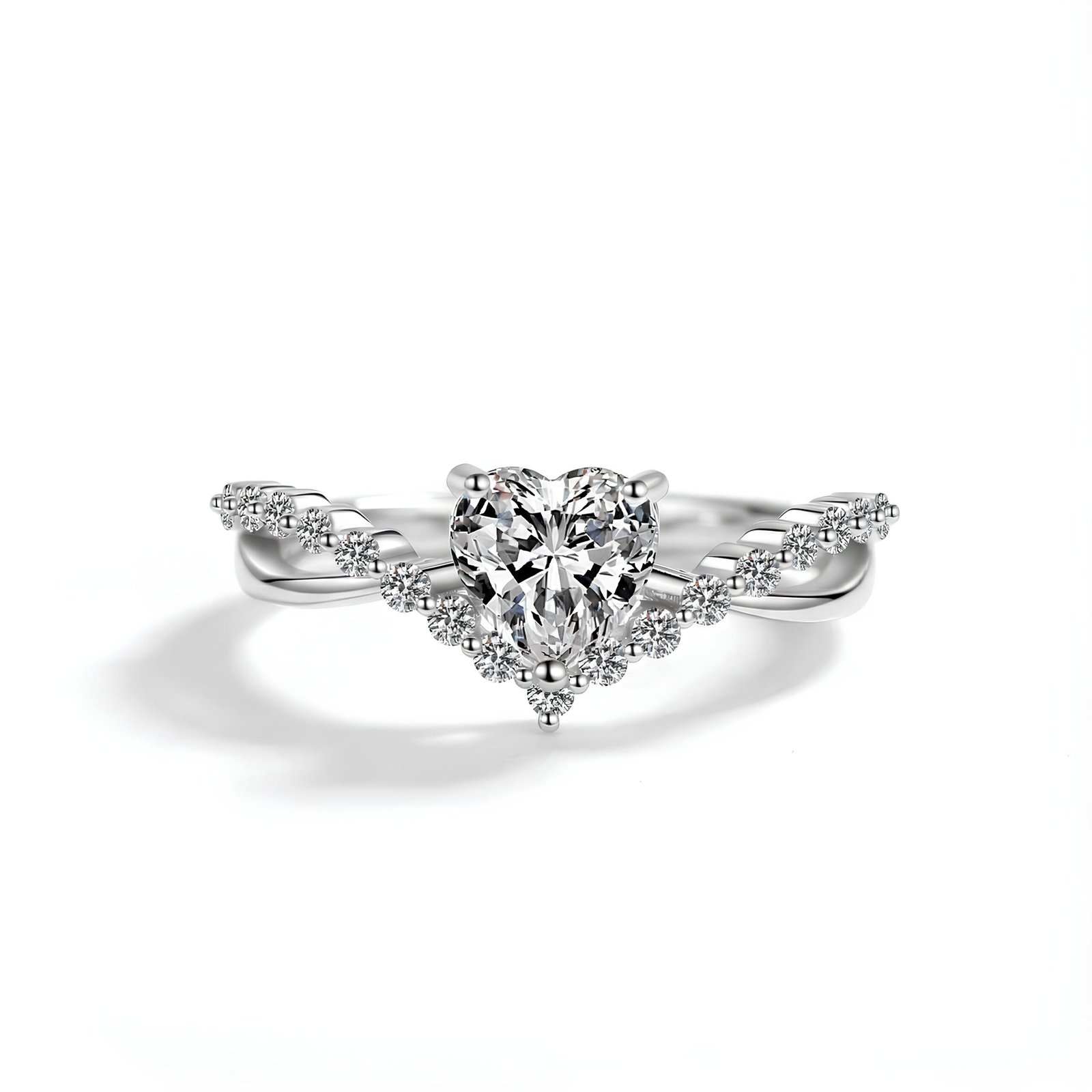 The Soulmate Heart Cut Twisted Pave Ring