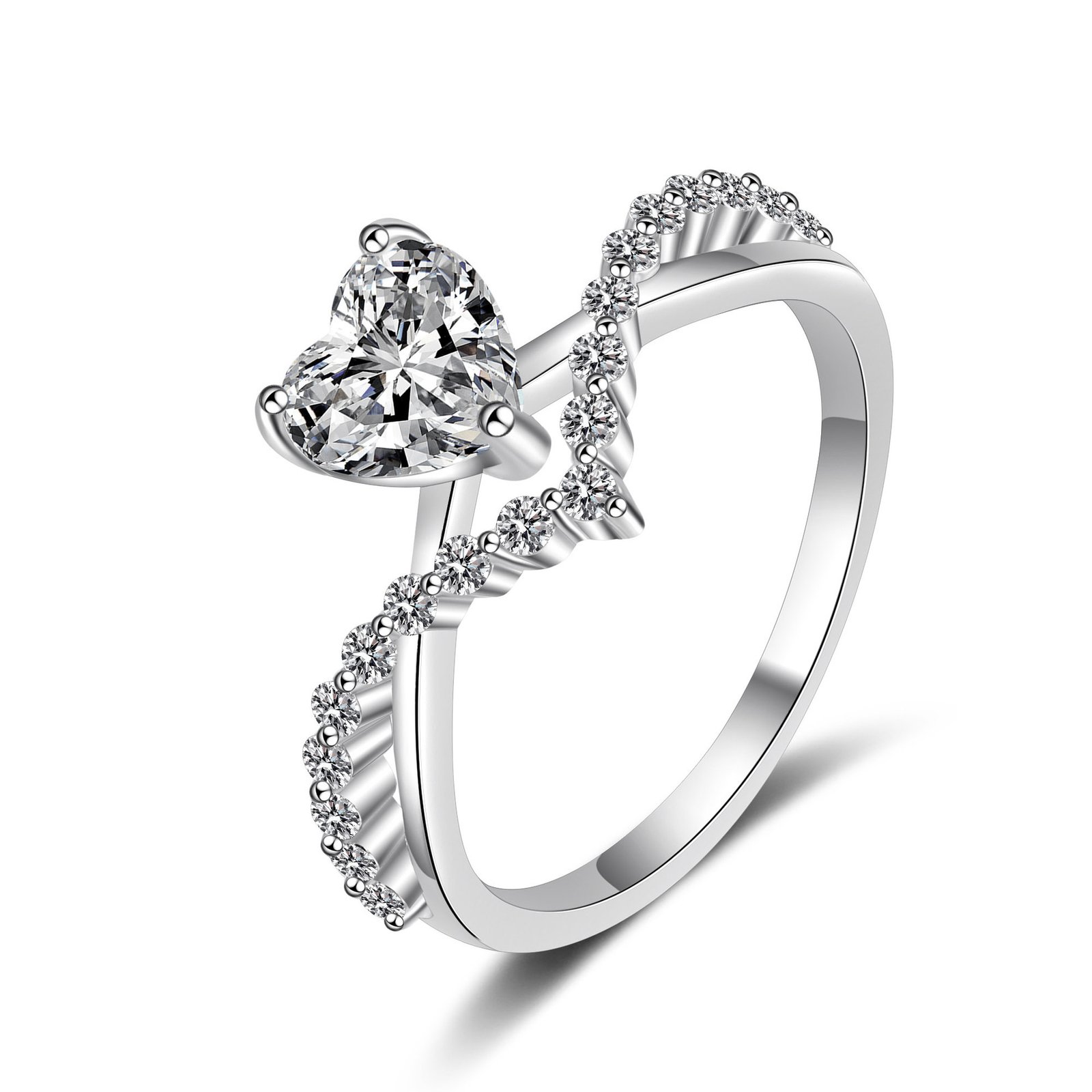 The Soulmate Heart Cut Twisted Pave Ring - Image 3