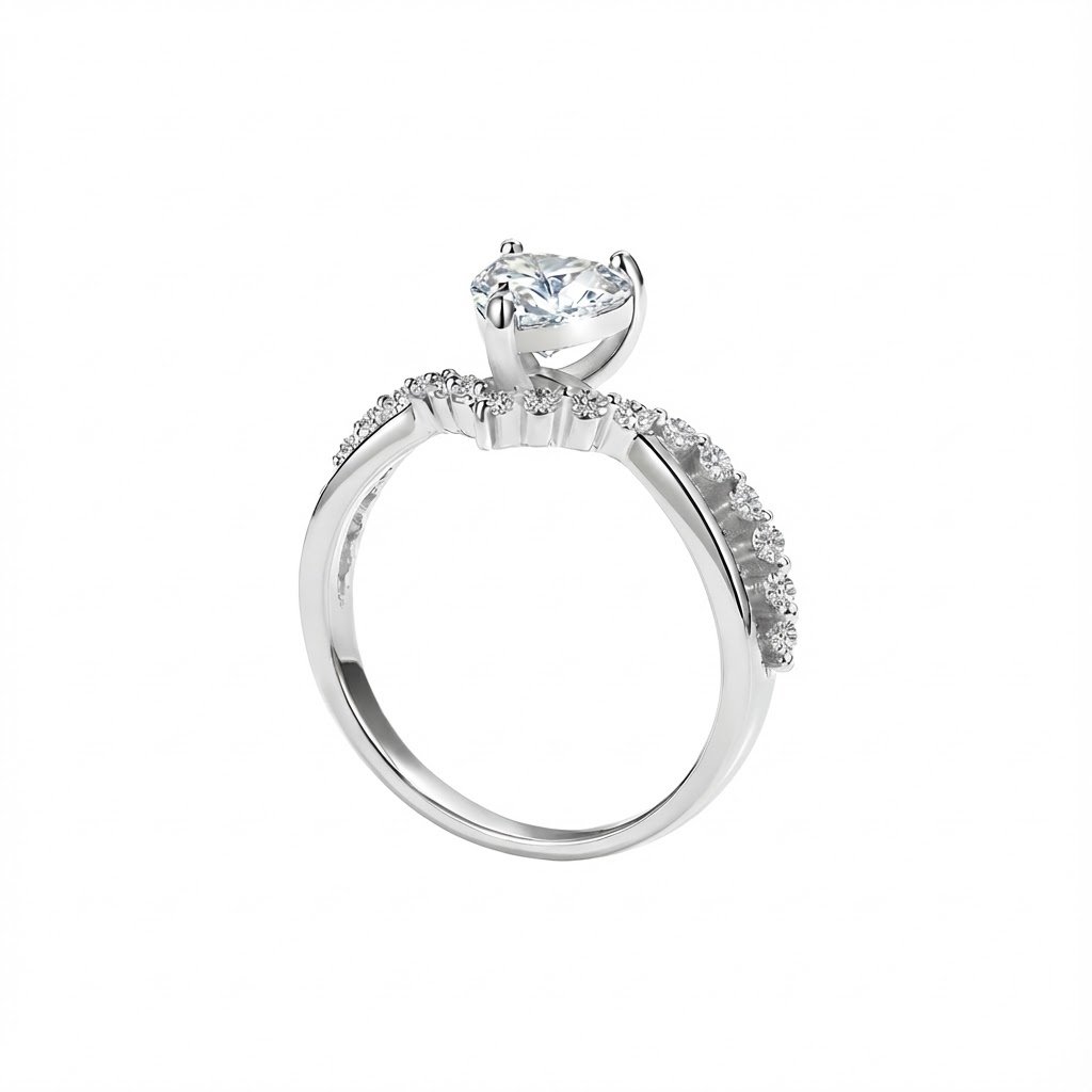 The Soulmate Heart Cut Twisted Pave Ring - Image 4