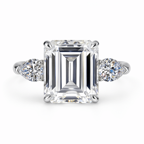 The Legend Emerald Cut & Pear Three-Stone Ring