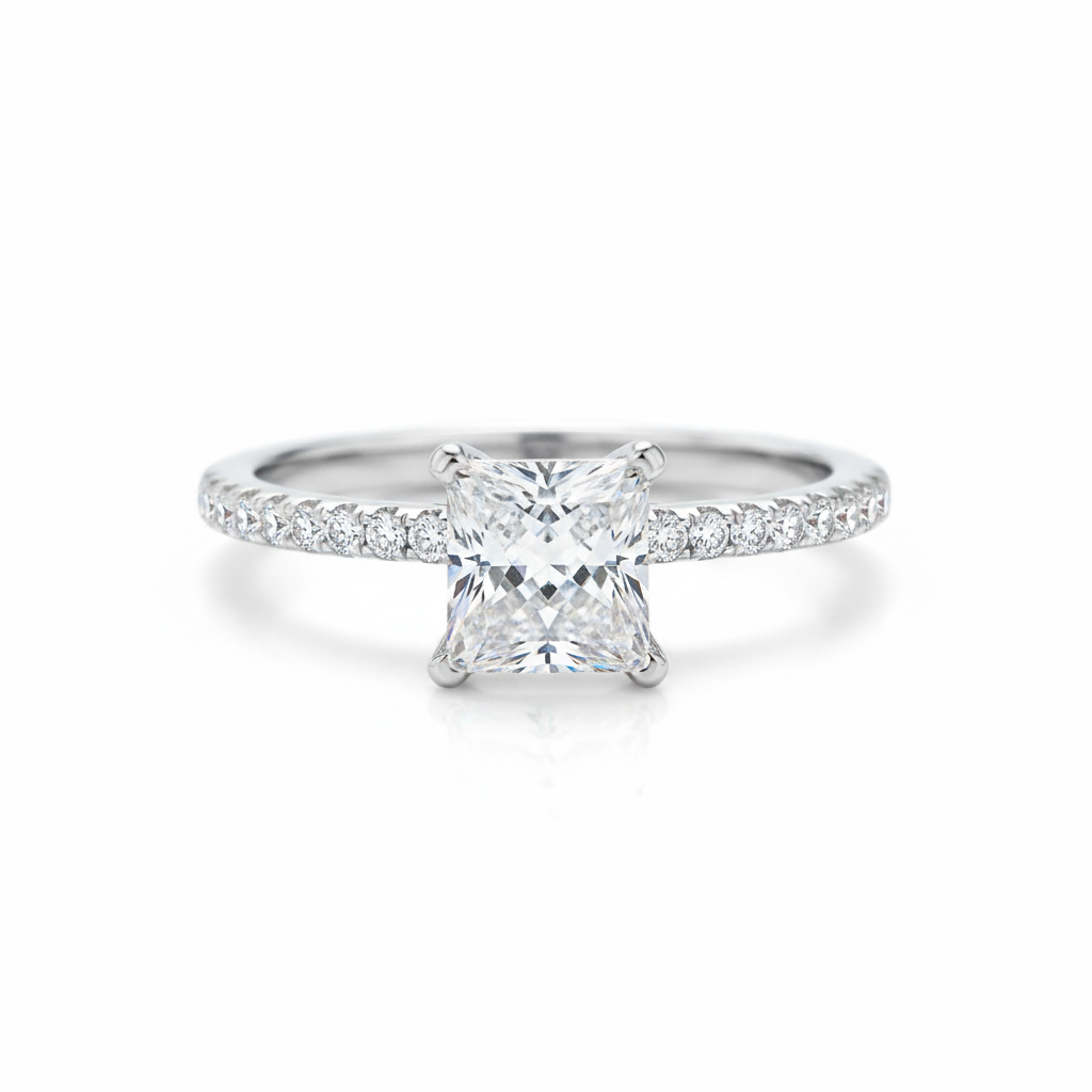 The Majestic Princess Princess Cut Pave Engagement Ring