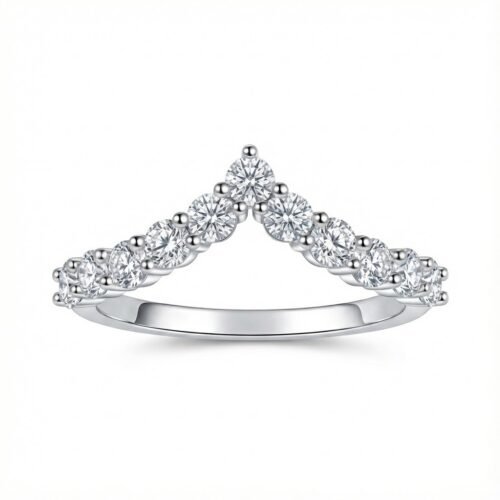 The Chevron  Classic Curved V Moissanite Wedding Band