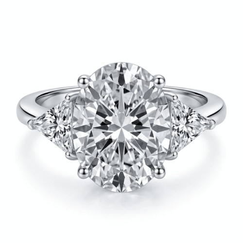 The Royal Trilogy Oval Cut Three Stone Moissanite Ring