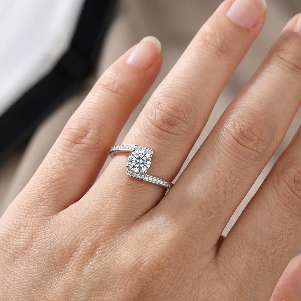 The Starry River Round Cut Bypass Moissanite Ring - Image 5