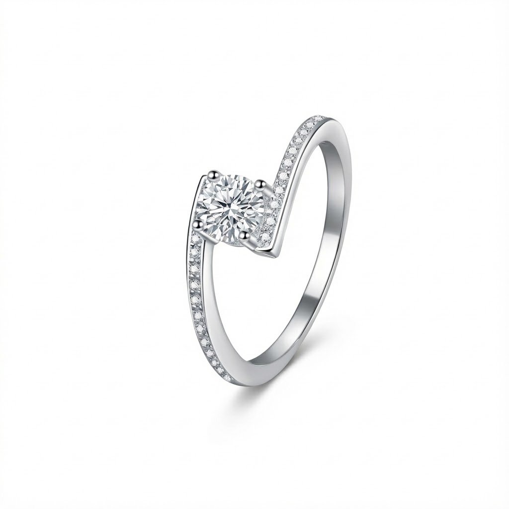 The Starry River Round Cut Bypass Moissanite Ring - Image 3